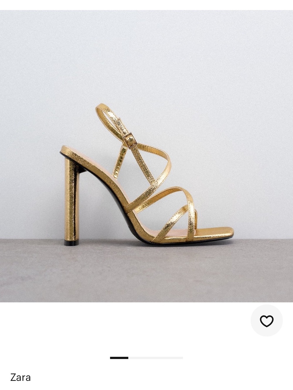 Zara Metallic Gold Strappy Stiletto Sandals